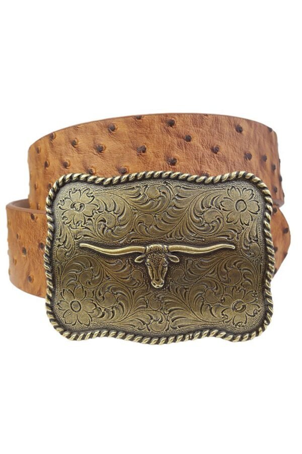 Western Longhorn Belt met vintage messing gesp