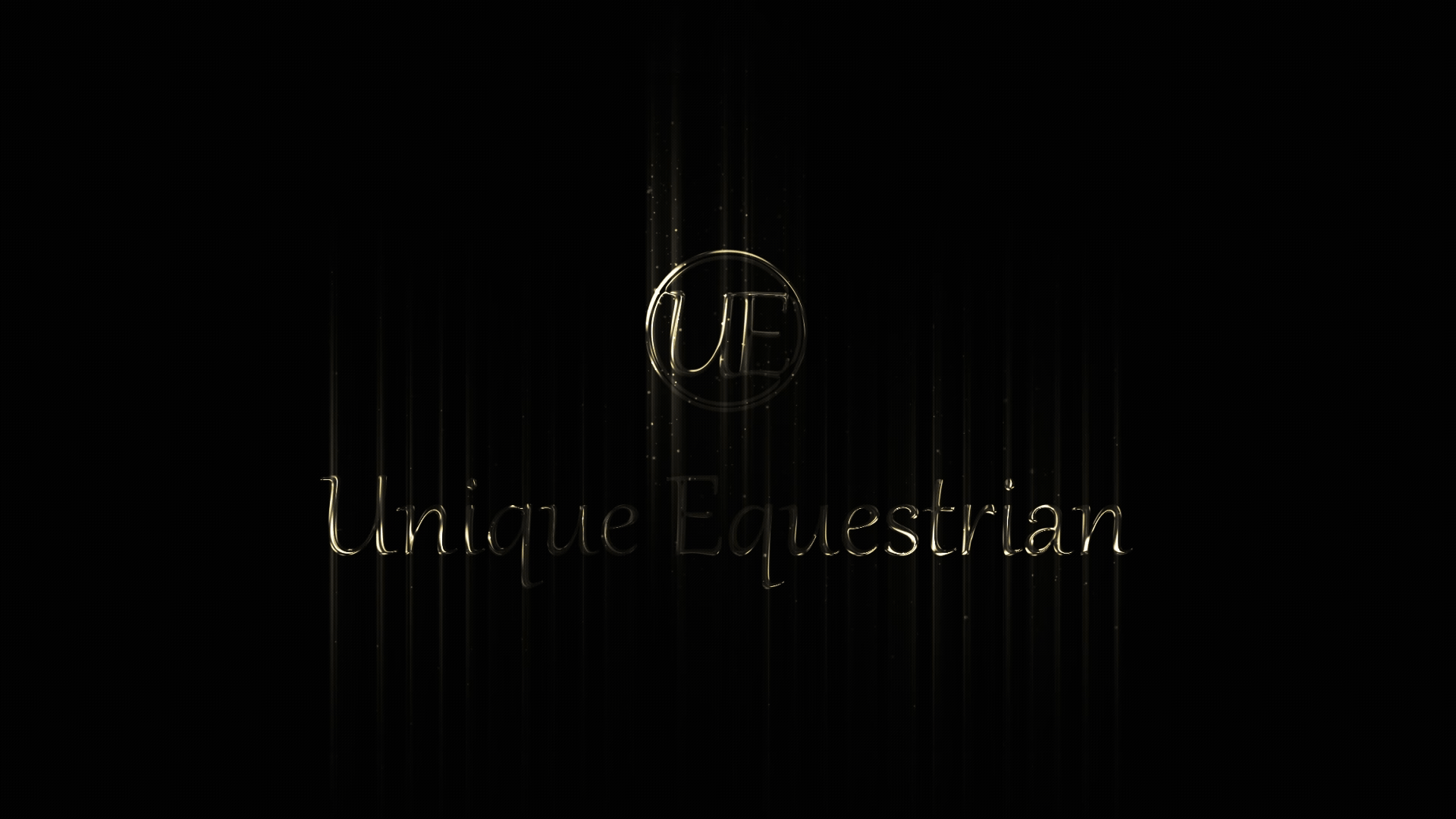 Gouden Unique Equestrian-logo met glitters, bovenaan een rondje dat verandert in een draaiend gouden slotje – privacybeleid visualisatie