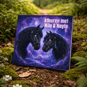 Paardenkleurboek voor kinderen met magische paarden op de voorkant, kleurboek vol plezier en fantasie